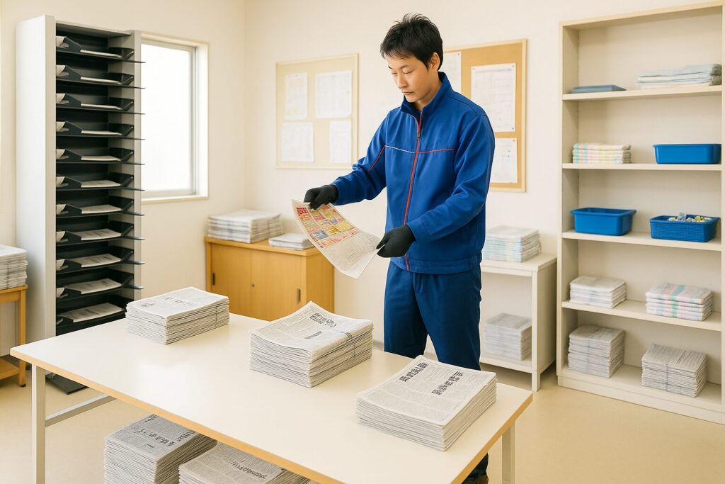 仕分けや折り込みといった工程では、長時間にわたり立ちっぱなしで前傾姿勢を保つ必要があり、身体への負担が蓄積しやすい。
