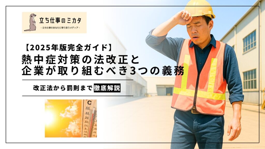 【2025年最新版】熱中症対策の法改正と企業が取り組むべき3つの義務 - 立ち仕事のミカタ