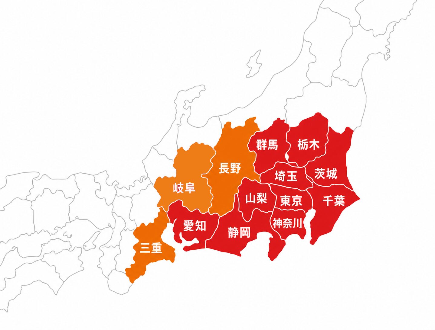 訪問デモを早めにご案内できる地域と、ご案内までお時間をいただく地域を色分けした地図